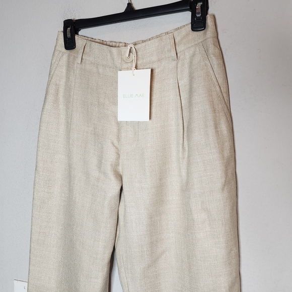 NWT Ellie Mae Studios Linen Silk Wool Keane Oatmeal Cream Pants Size 2 - Picture 15 of 16